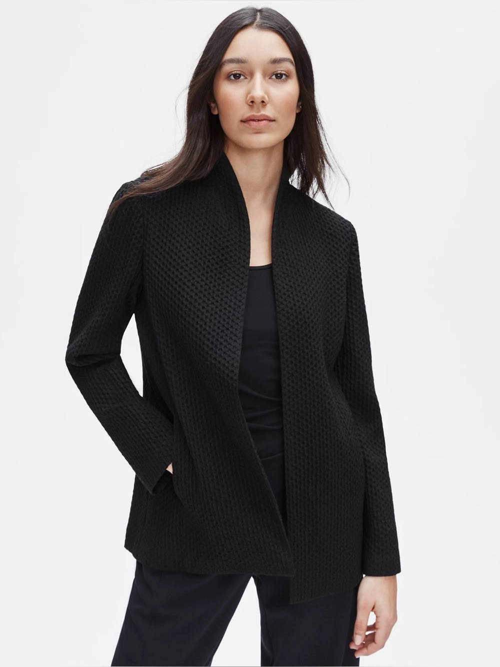 Eileen Fisher Tencel/Organic Cotton Honeycomb Shaped Jacket Size XXS